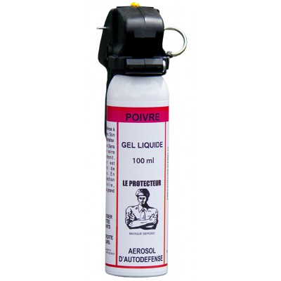 AEROSOL lacrymogène SUPER PRO - GEL POIVRE - 100 ML POIGNEE