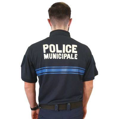 POLO POLICE MUNICIPALE COL MAO RESPIRANT MANCHES COURTES MARINE