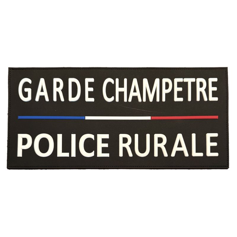 Flap garde champêtre police rurale gomme noir 280 x 130 mm