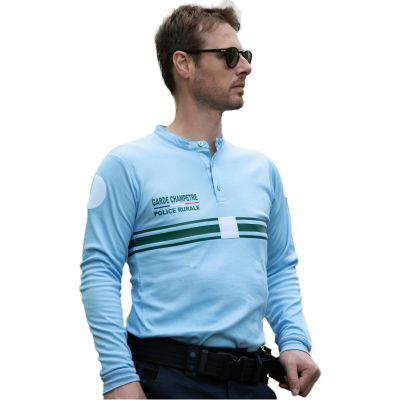 POLO MANCHES LONGUES GARDE CHAMPETRE POLICE RURALE COL MAO
