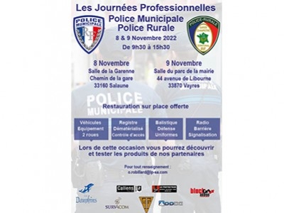 Les journées professionnelles Police Municipale & Rurale 8 & 9 Novemmbre 2022